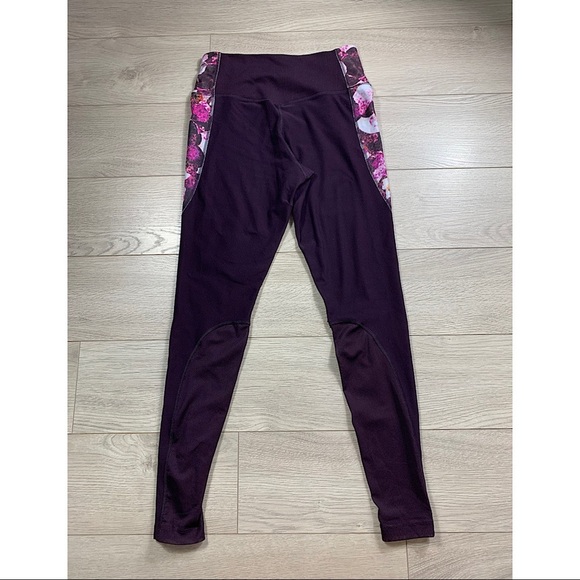 Nike Power Legend Floral Port Wine Mesh Run Training Leggings - Picture 6 of 16